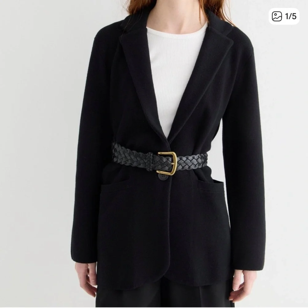 J. Crew Merino Wool Blend Cecile Relaxed Sweater Blazer Black XXS